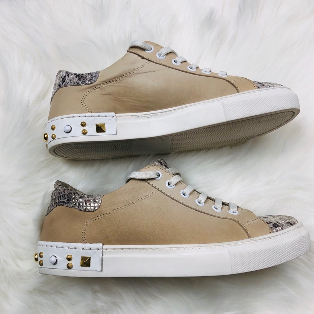 Piampiani Italy Cream Sneakers Size 6 Studded - Picture 2 of 8
